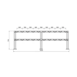 Rack de stockage horizontal pour haltères ronds sur 2 étages - Capacité 10 paires