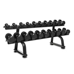 Rack d'haltères complet 2,5 à 25 kg + Support de rangement deux étages - Dumbell professionnel rond en caoutchouc