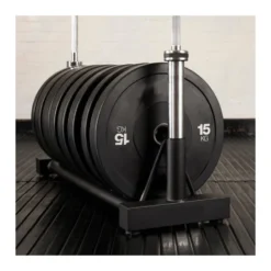 Rack horizontal pour haltères et 2 barres olympiques