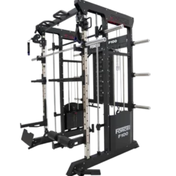 Rack polyvalent Force USA F100 V2 avec 200 kilos de plaques de poids et accessoires de training