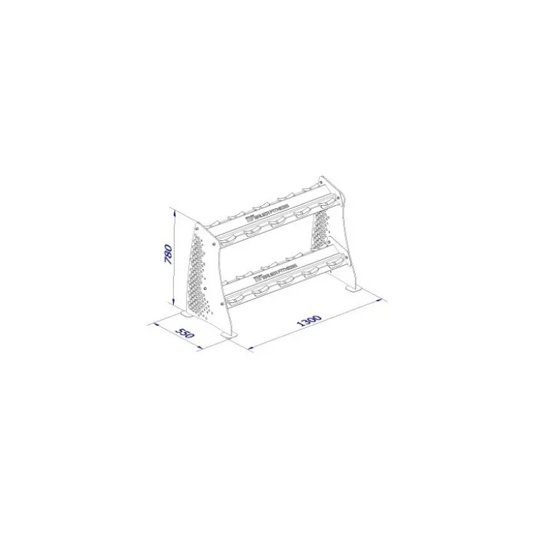 Rack professionnel universel pour 10 paires d'haltères double niveau