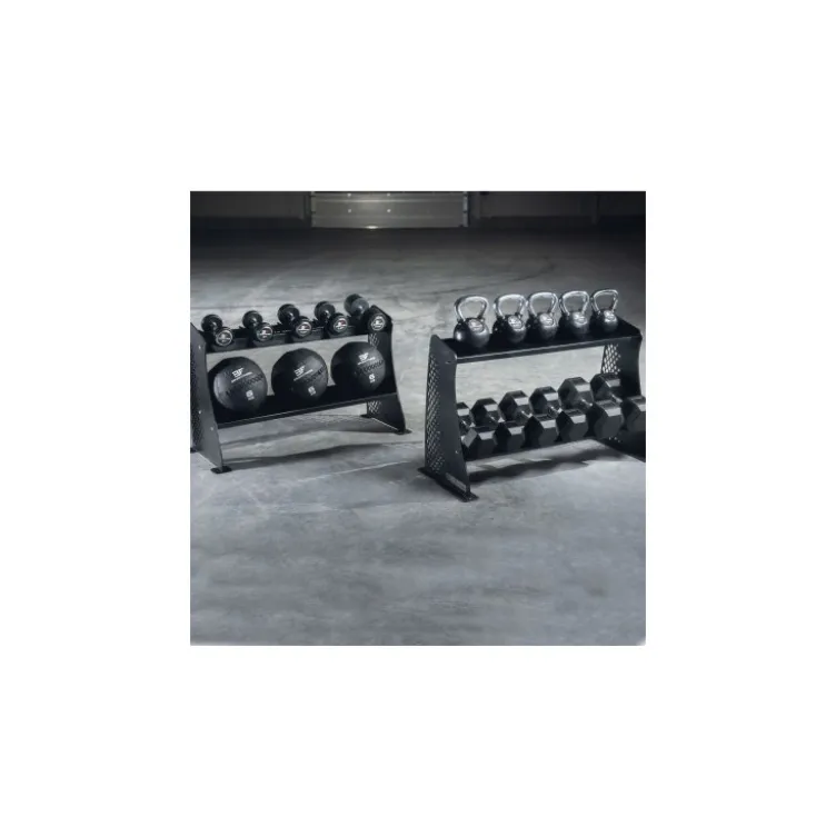 Rack professionnel universel pour 10 paires d'haltères double niveau