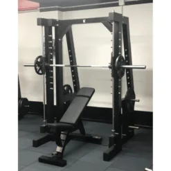 Rack à squat avec barre guidée à charge libre - Smith machine professionnelle pour disques de poids olympique