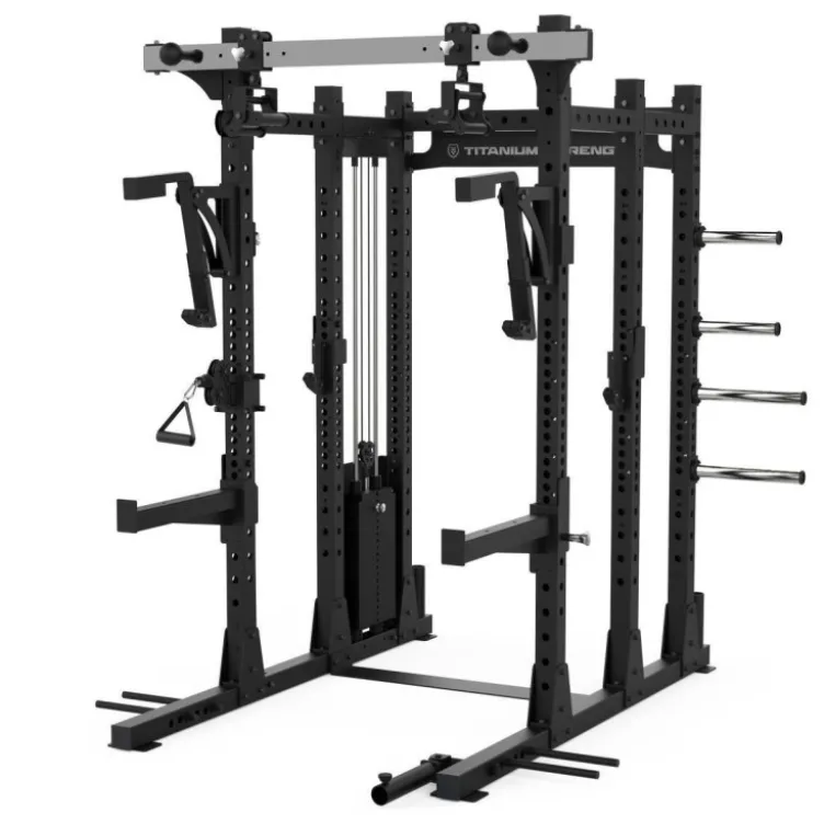 Rack à squat de musculation avec poulie réglable à charge guidée de 100 kg - Half Rack E50 Élite Séries Titanium Strength