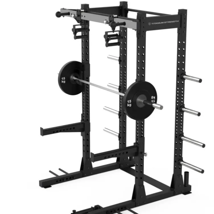 Rack à squat de musculation avec système de tractions rotatif - Capacité de charge 300 kg - Half Rack E10 Elite Series
