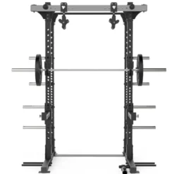 Rack à squat de musculation avec système de tractions rotatif - Capacité de charge 300 kg - Half Rack E10 Elite Series