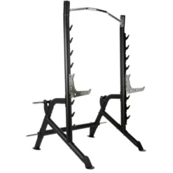 Rack à squat réglable et robuste pour home gym avec barre de traction et supports repose-poids