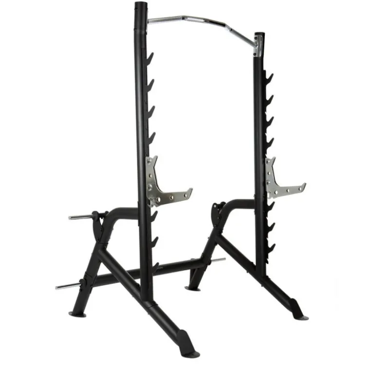 Rack à squat réglable et robuste pour home gym avec barre de traction et supports repose-poids