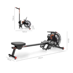 Rameur à air pliable pour exercices de cardio-training - Écran LCD inclus