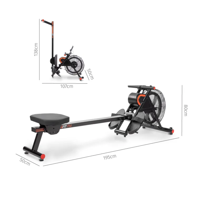 Rameur à air pliable pour exercices de cardio-training - Écran LCD inclus