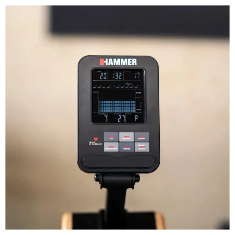 Rameur de cardio éco-conçu et pliable avec rail de 117 cm et 20 programmes de formation - 16 niveaux d'intensité