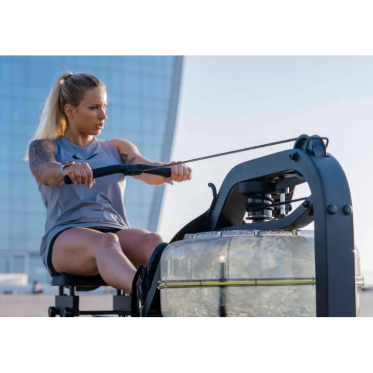Rameur à eau Acqua Rower Titanium Strength pour séances de cardio intenses - Système à 3 pales