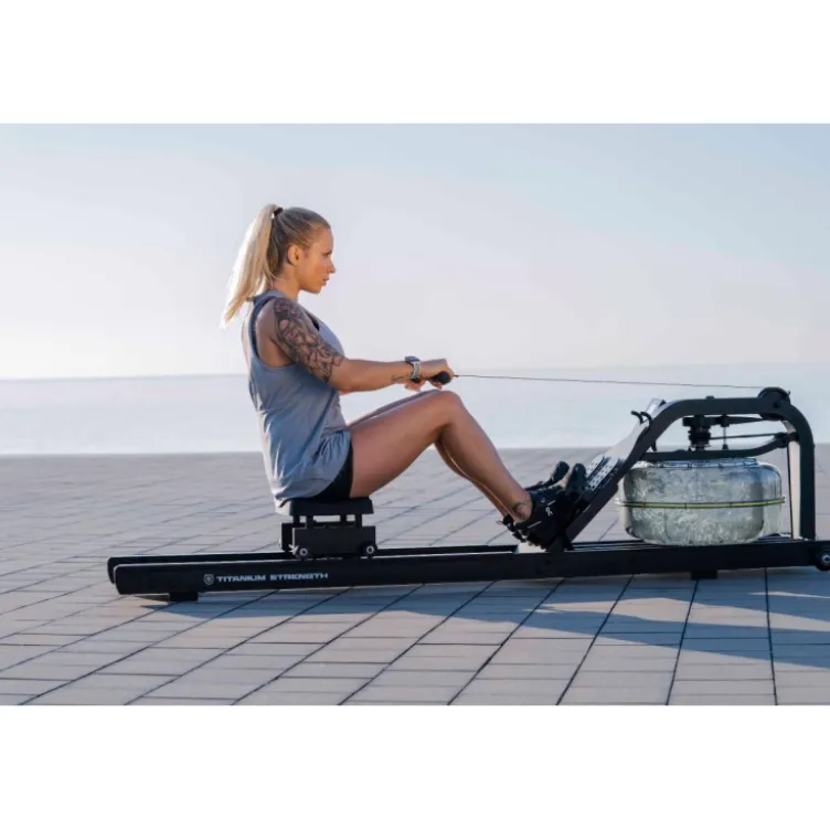 Rameur à eau Acqua Rower Titanium Strength pour séances de cardio intenses - Système à 3 pales