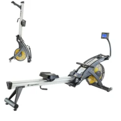 Rameur électronique professionnel avec long rail de 124 cm et système de freinage magnétique - Roues transport