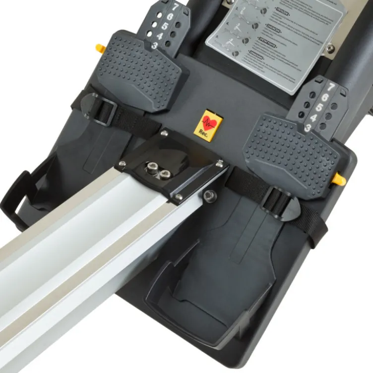 Rameur électronique professionnel avec long rail de 124 cm et système de freinage magnétique - Roues transport