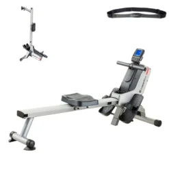 Rameur électronique Yukona avec 16 modes de résistance et volant d'inertie de 2 kg - Rails de 94 cm