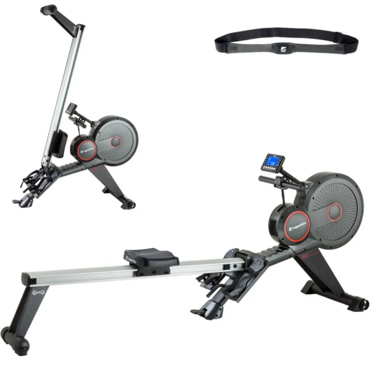 Rameur professionnel avec rails de 99 cm et 16 modes de résistance pour un entraînement de cross training complet