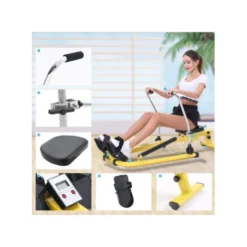 Rameur à résistance hydraulique avec écran LCD pour entraînement en home gym