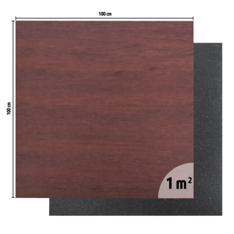 Revêtement de sol effet bois ou marbre 100 x 100 x 1,5 cm pour salles de musculation et cardio