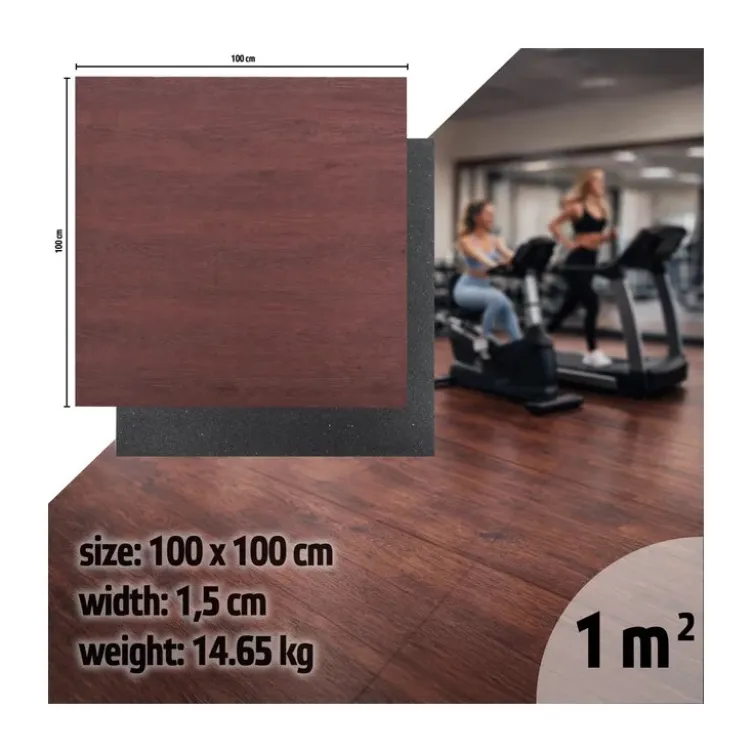 Revêtement de sol effet bois ou marbre 100 x 100 x 1,5 cm pour salles de musculation et cardio