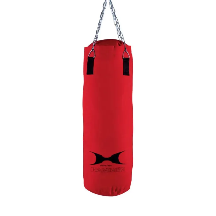 Sac de frappe de Boxe rouge en toile - chaîne en acier chromé
