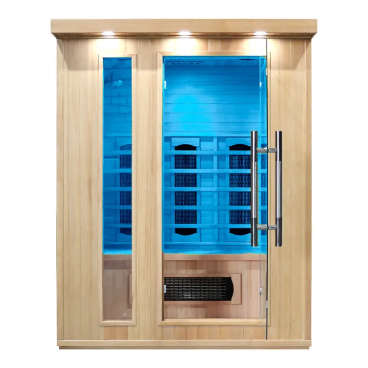Sauna d'intérieur 3 places avec 7 modes de luminothérapie et ioniseur- Température max de 65°C pour la récupération musculaire