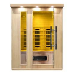 Sauna d'intérieur 3 places avec 7 modes de luminothérapie et ioniseur- Température max de 65°C pour la récupération musculaire