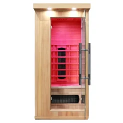 Sauna en bois infrarouge individuel Mettsa 100 avec ioniser d'oxygène et lumière multicolores