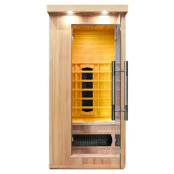 Sauna en bois infrarouge individuel Mettsa 100 avec ioniser d'oxygène et lumière multicolores