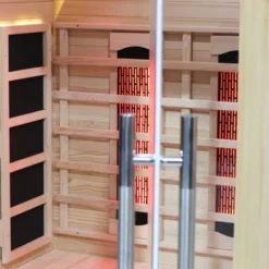 Sauna infrarouge en bois pour deux personnes Trevirke 200 avec ioniseur d'air - Max 65° avec chauffage au sol et luminothérapie
