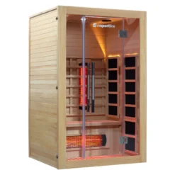 Sauna infrarouge en bois pour deux personnes Trevirke 200 avec ioniseur d'air - Max 65° avec chauffage au sol et luminothérapie