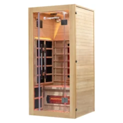 Sauna infrarouge pour une personne Trevirke 100 sauna - 7 couleurs de luminothérapie avec chauffage jusqu'à 65°