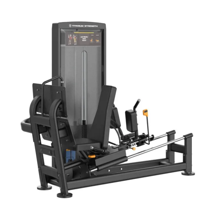 Selectorized leg press horizontale dual hack squat Black séries Titanium Strength BS-S48 - Charge guidée 125 kg