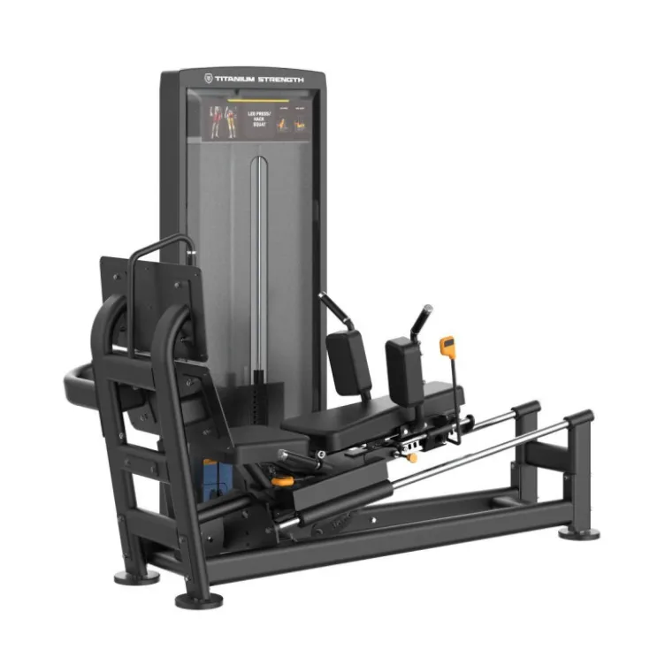 Selectorized leg press horizontale dual hack squat Black séries Titanium Strength BS-S48 - Charge guidée 125 kg