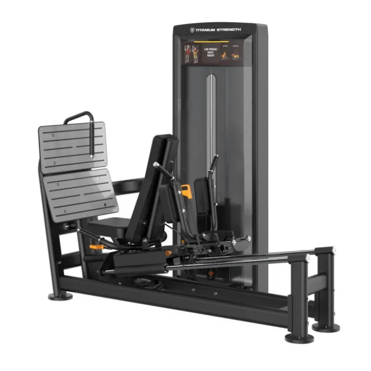 Selectorized leg press horizontale dual hack squat Black séries Titanium Strength BS-S48 - Charge guidée 125 kg
