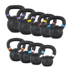 Set complet de kettlebells de cross-training en fonte de 4 kg à 20 kg avec poignée ergonomique