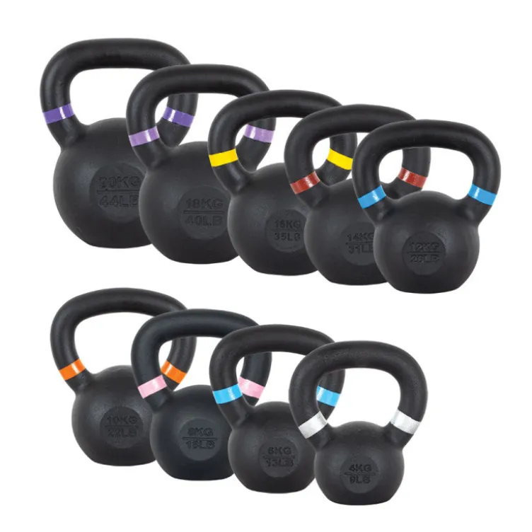 Set complet de kettlebells de cross-training en fonte de 4 kg à 20 kg avec poignée ergonomique