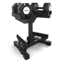 Set complet de musculation avec paire d'haltères octogonales ATX 2 x 36 kg et support de stockage inclus