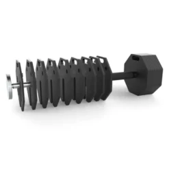 Set complet de musculation avec paire d'haltères octogonales ATX 2 x 36 kg et support de stockage inclus