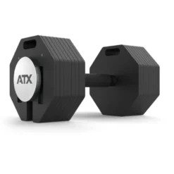 Set complet de musculation avec paire d'haltères octogonales ATX 2 x 36 kg et support de stockage inclus