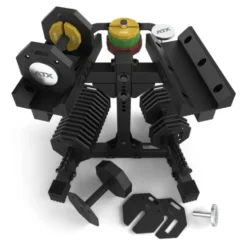 Set complet de musculation avec paire d'haltères octogonales ATX 2 x 36 kg et support de stockage inclus
