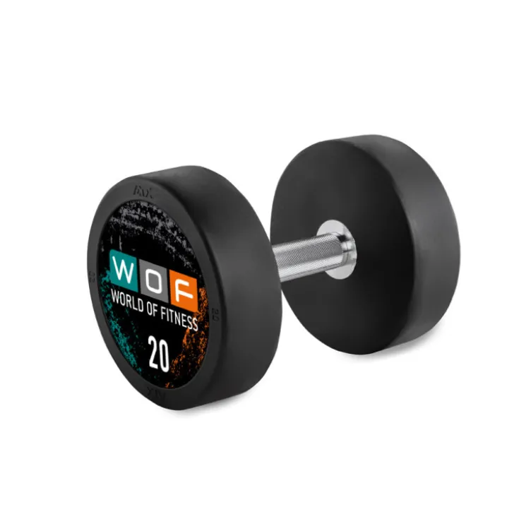 Set complet d'haltères compacts en acier et caoutchouc de 5 kg jusqu'à 50 kg selon déclinaison - Logo personnalisable