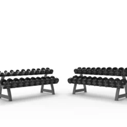 Set complet d'haltères ronds professionnels de 2,5 à 50 kg avec 2 x rack de rangement Titanium Strength - 20 paires d'haltères