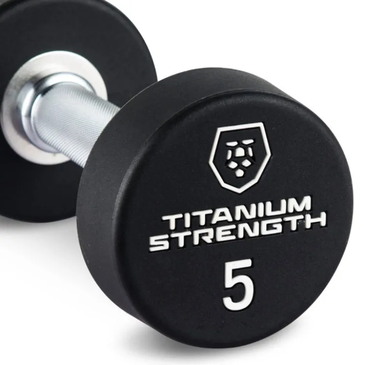 Set complet d'haltères ronds professionnels de 2,5 à 50 kg avec 2 x rack de rangement Titanium Strength - 20 paires d'haltères