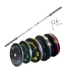 Set complet 110 kg barre 220 cm et poids olympiques