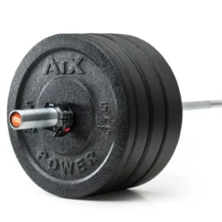 Set économique de 100 kg de poids Bumpers Plates et Barre de musculation olympique ATX