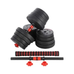 Set de musculation homegym 30 kg barres courtes + barre de connexion