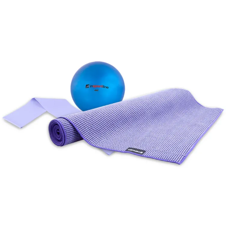 Set de yoga avec tapis en microfibre ballon d'exercice 4 kg et bande de résistance-