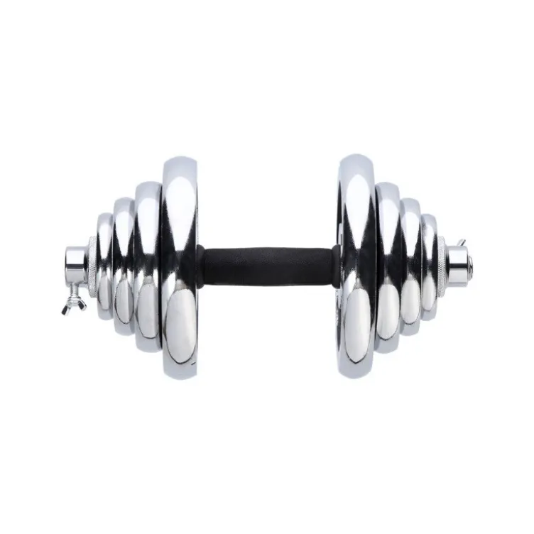 Set d'haltères chromé en mallette pour musculation des biceps - 55 kg