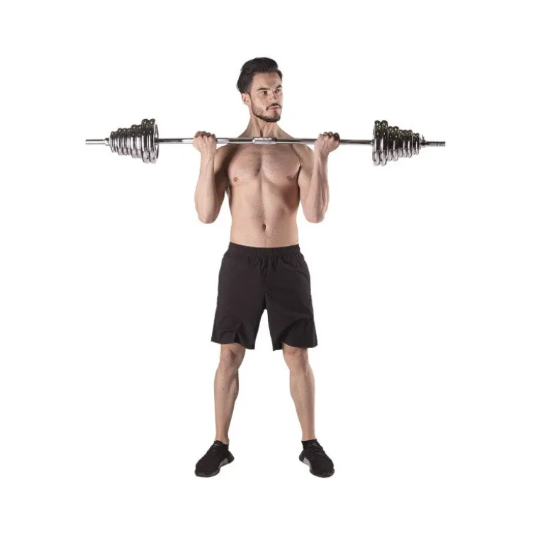 Set d'haltères chromé en mallette pour musculation des biceps - 55 kg